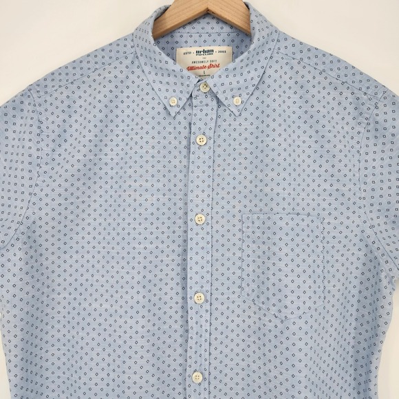 Urban Pipeline Blue Diamond Button Down Camp Shirt Mens Large Surf Beach Casual - Picture 3 of 9